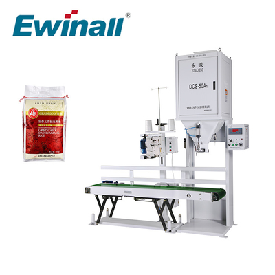 Ewinall DCS-50A1 5 كجم 10 كجم 15 كجم 25 كجم آلة تغليف الأرز مع الخياطة الناقل