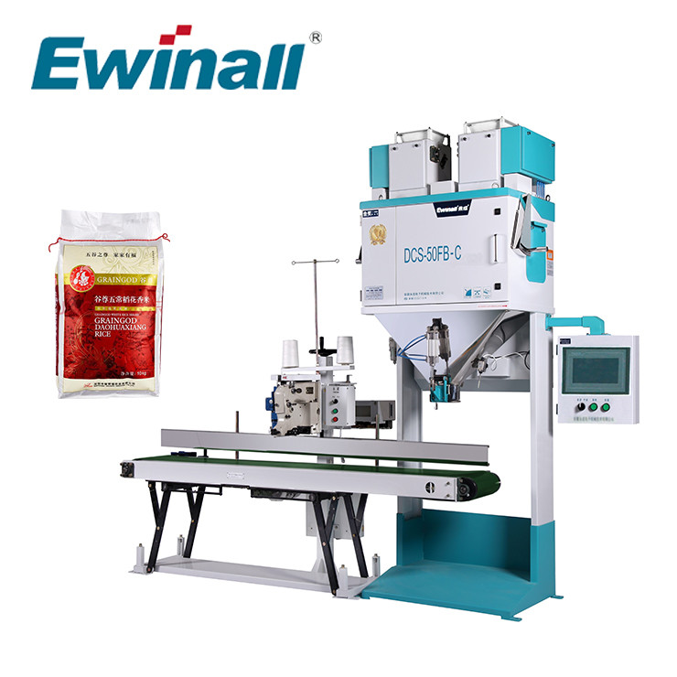Ewinall DCS-50FB-C آلة تعبئة الأرز اليدوية الأوتوماتيكية 5 كجم 10 كجم 15 كجم 25 كجم